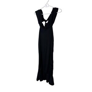PRETTYLITTLETHING Dress Womens 6 Black Bardot‎ Frill Off Shoulder Bodycon Midi
